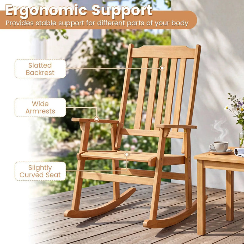 Acacia Wood Oversized Rocking Chair with High Back by DirectDeals