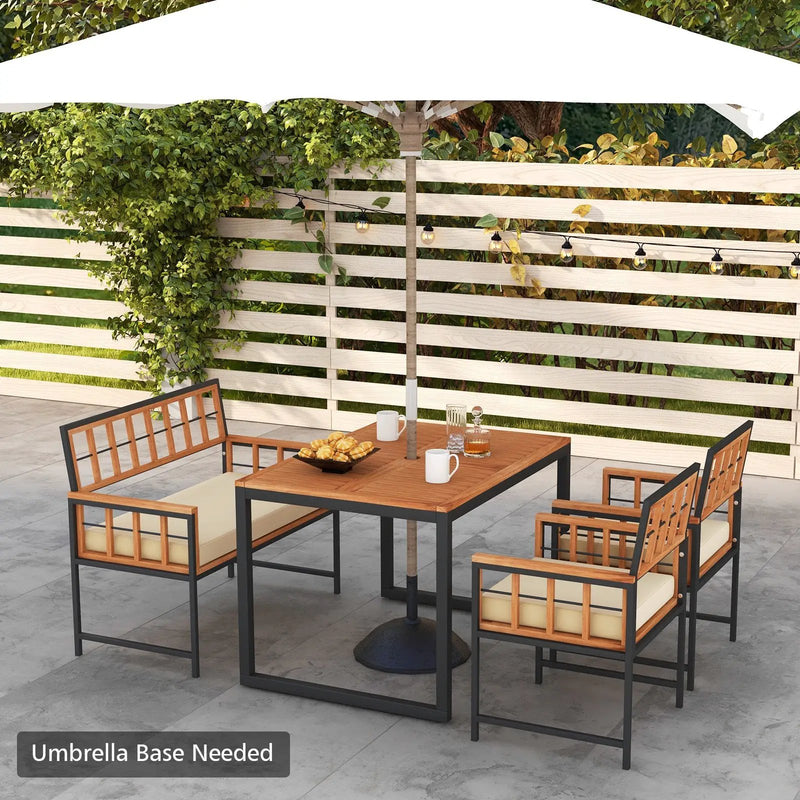 4 Pieces Acacia Wood Patio Dining Set with 1 Rectangular Table-Natural by DirectDeals