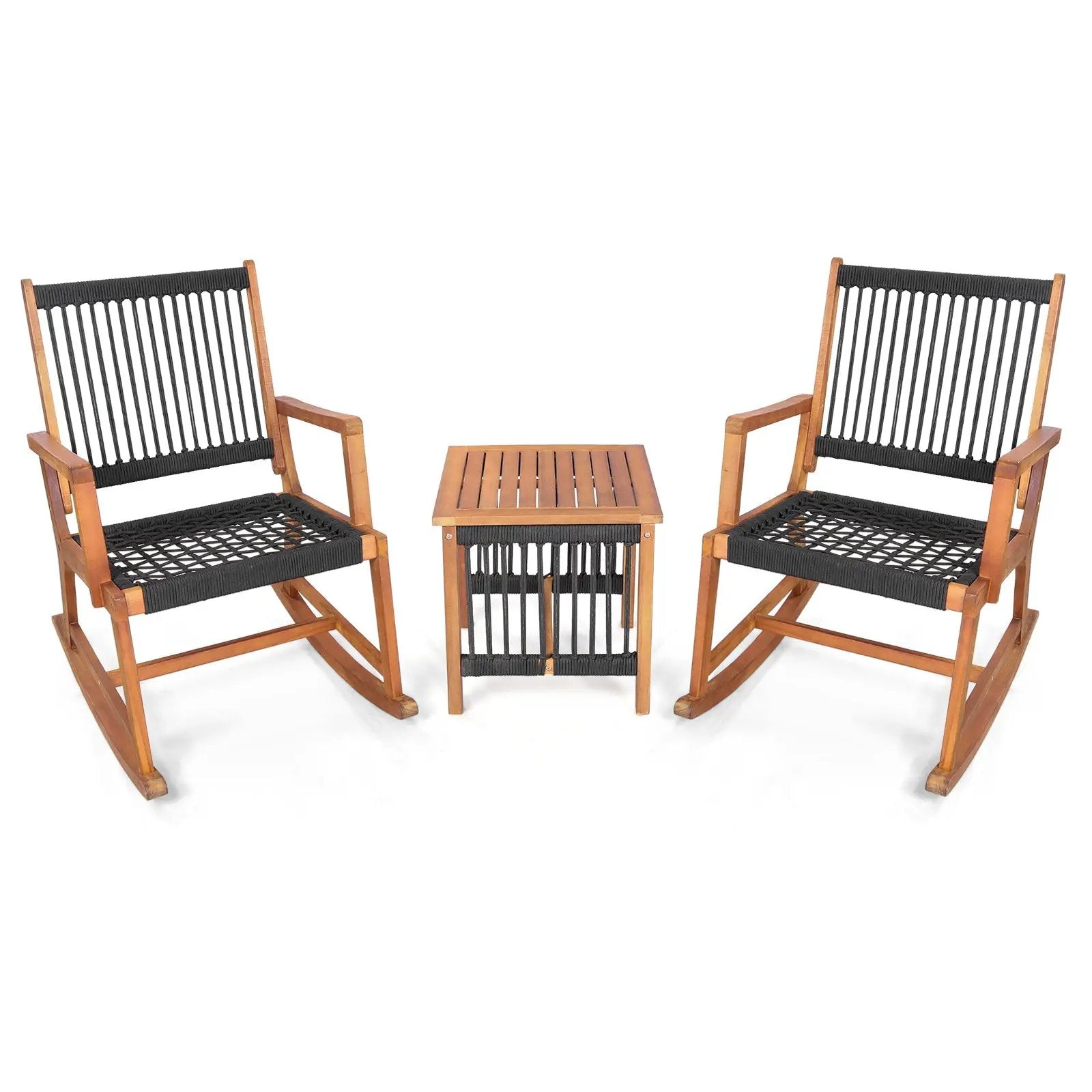 3 Pieces Acacia Wood Rocking Bistro Set by DirectDeals