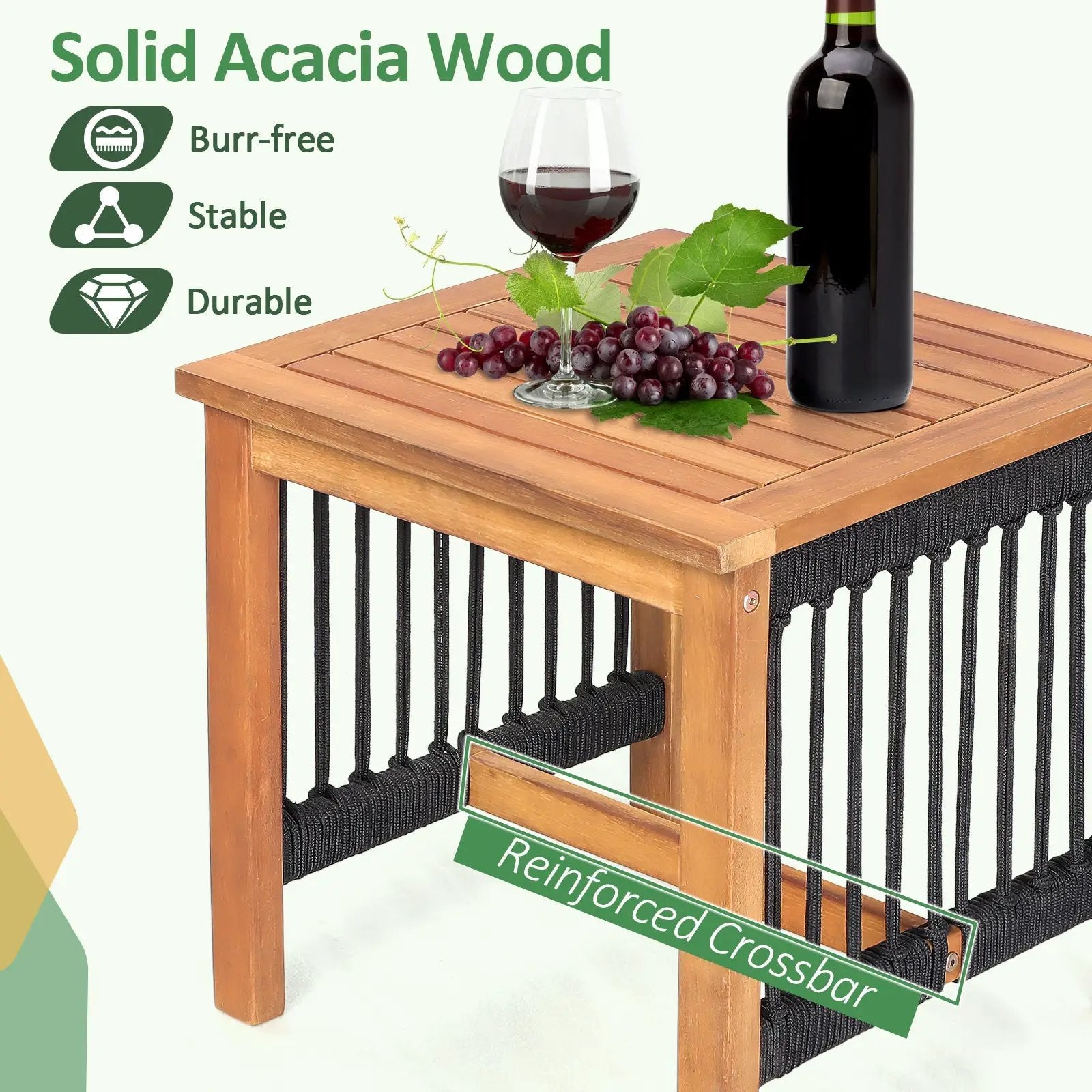 3 Pieces Acacia Wood Rocking Bistro Set by DirectDeals