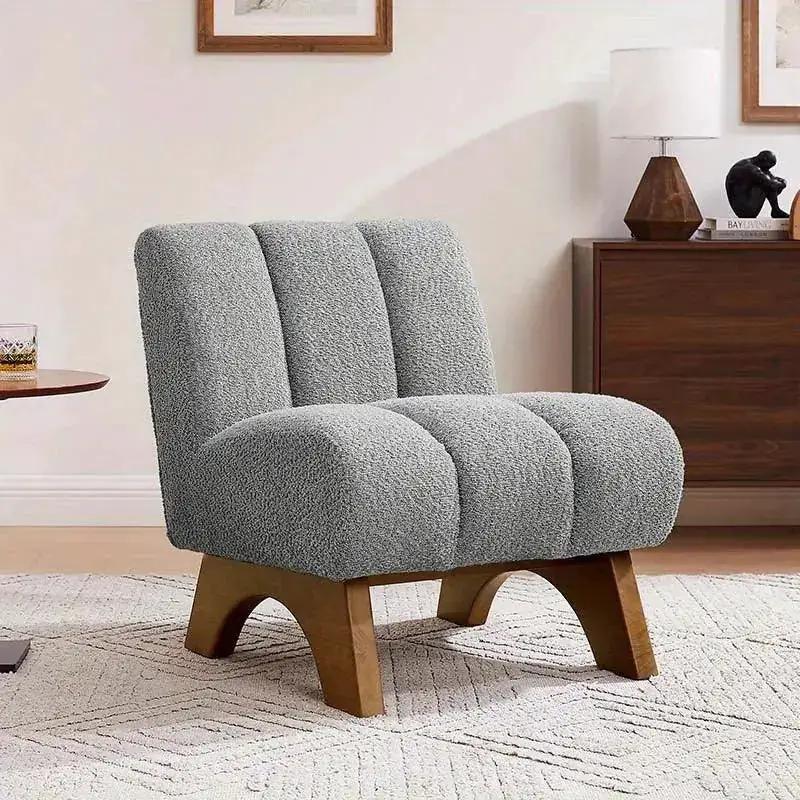 Accent Chair - Sherpa Beige Wooden, photo 13 of 14