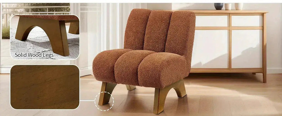 Accent Chair - Sherpa Beige Wooden, photo 8 of 14