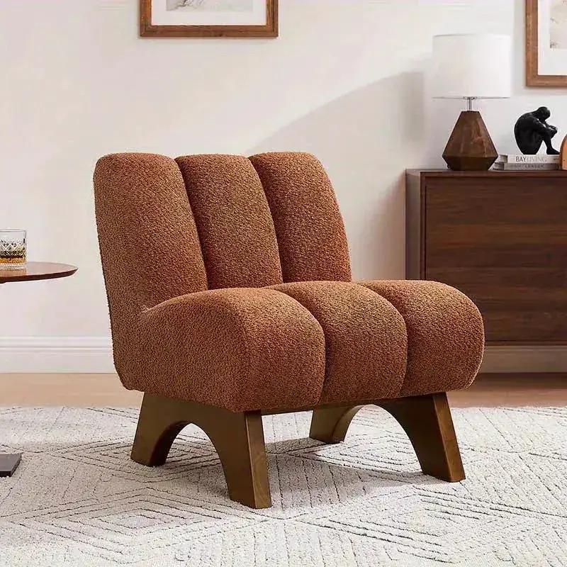 Accent Chair - Sherpa Beige Wooden, photo 9 of 14