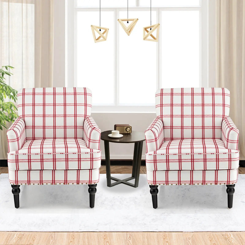 Modern Upholstered Padded Accent Chair with Rubber Wood Legs by DirectDeals