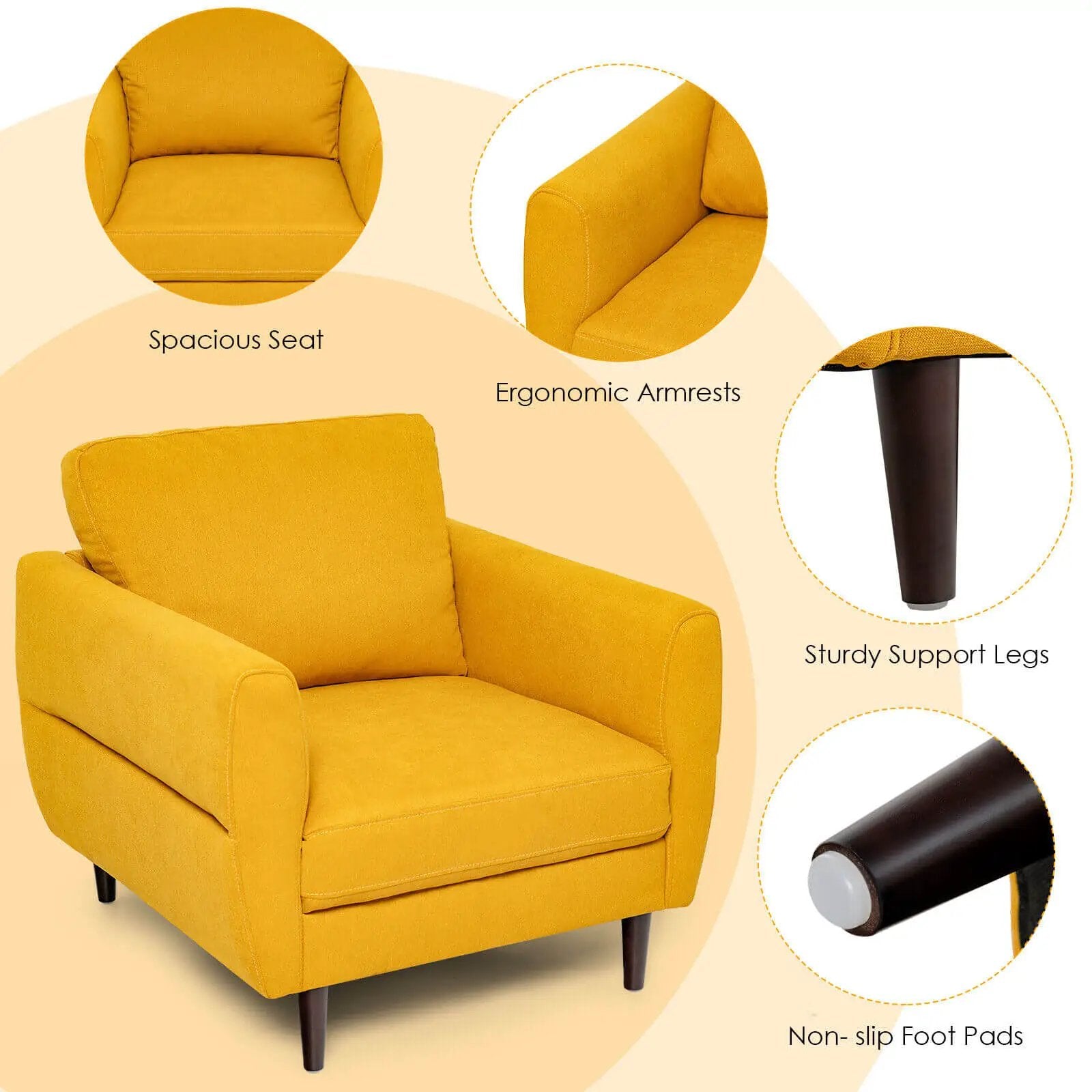 Modern Upholstered Accent Chair Single Sofa Armchair by DirectDeals