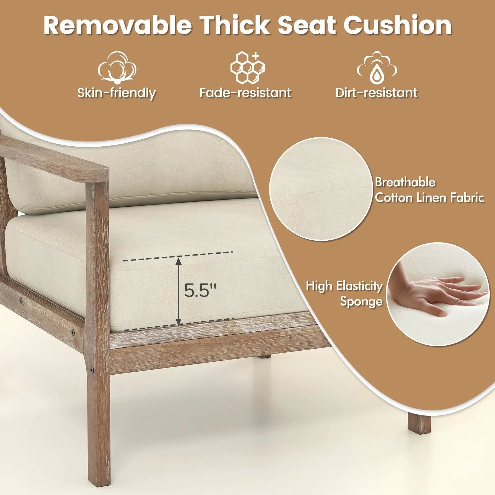 Modern Accent Chair with Solid Rubber Wood Armrests by DirectDeals