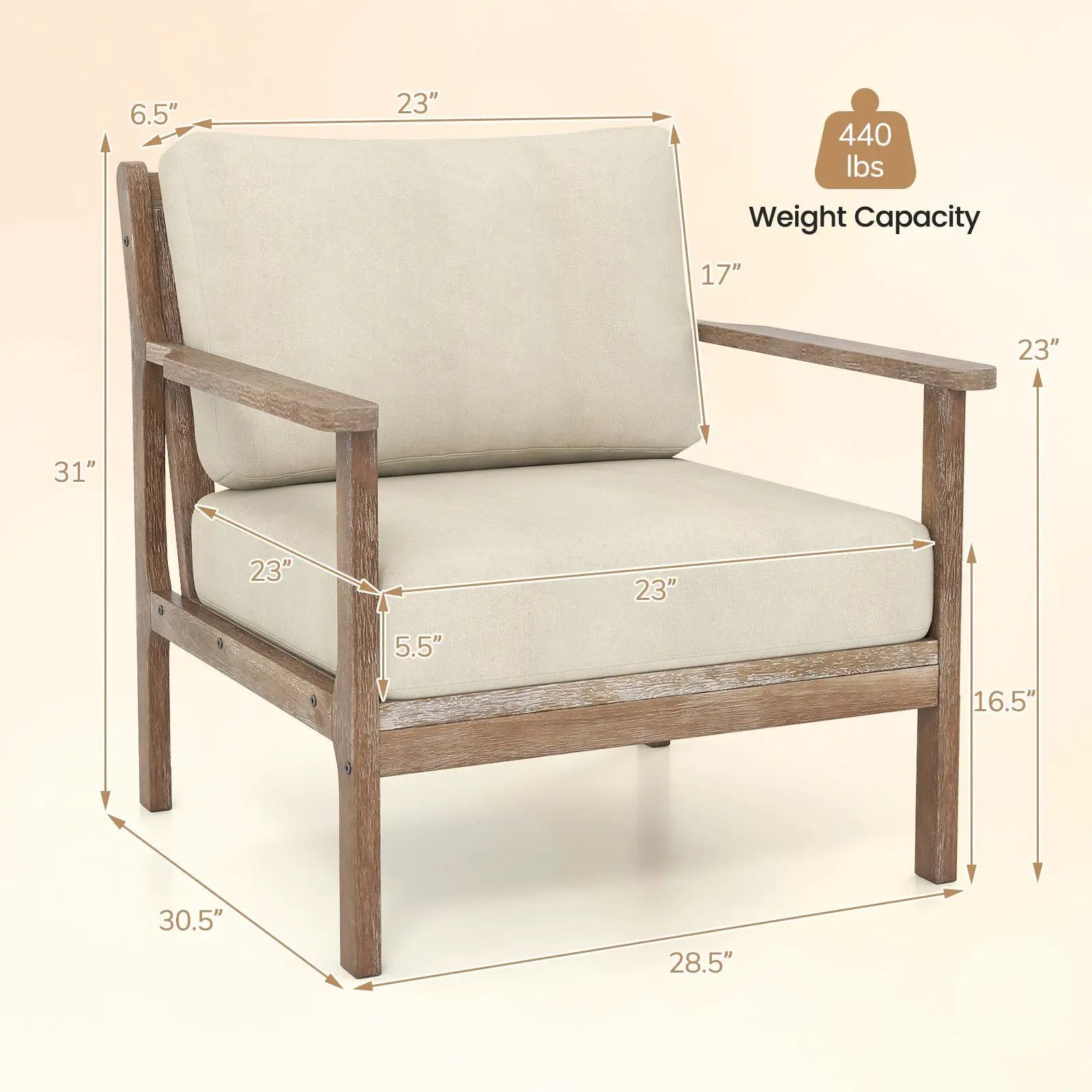 Modern Accent Chair with Solid Rubber Wood Armrests by DirectDeals
