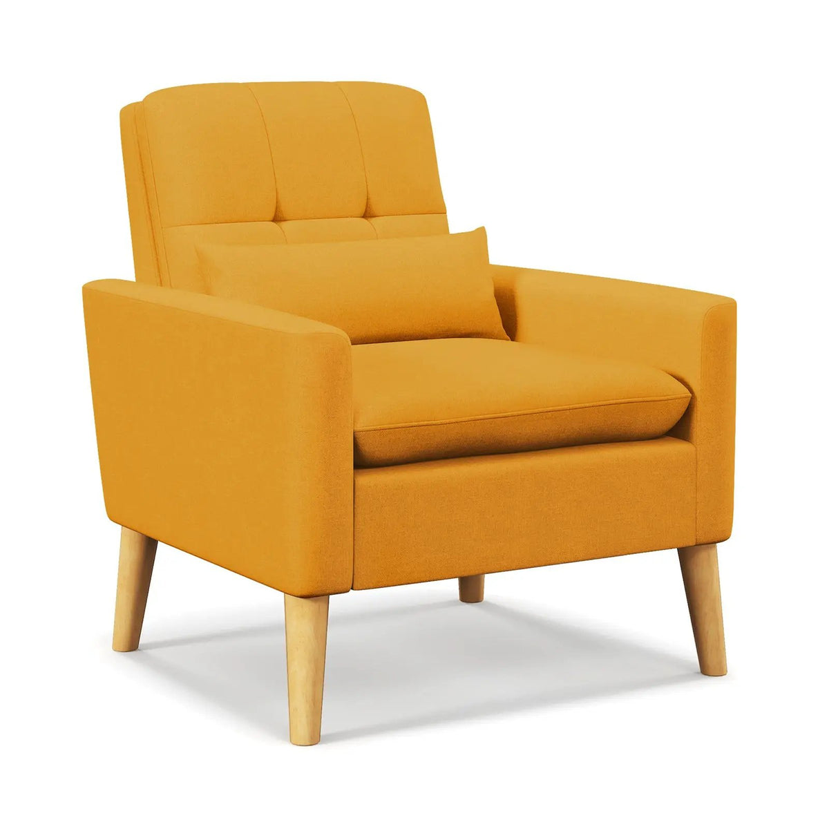 Accent Chair with Lumbar Pillow Natural Rubber Wood Legs Padded Cushions, photo 3 of 10