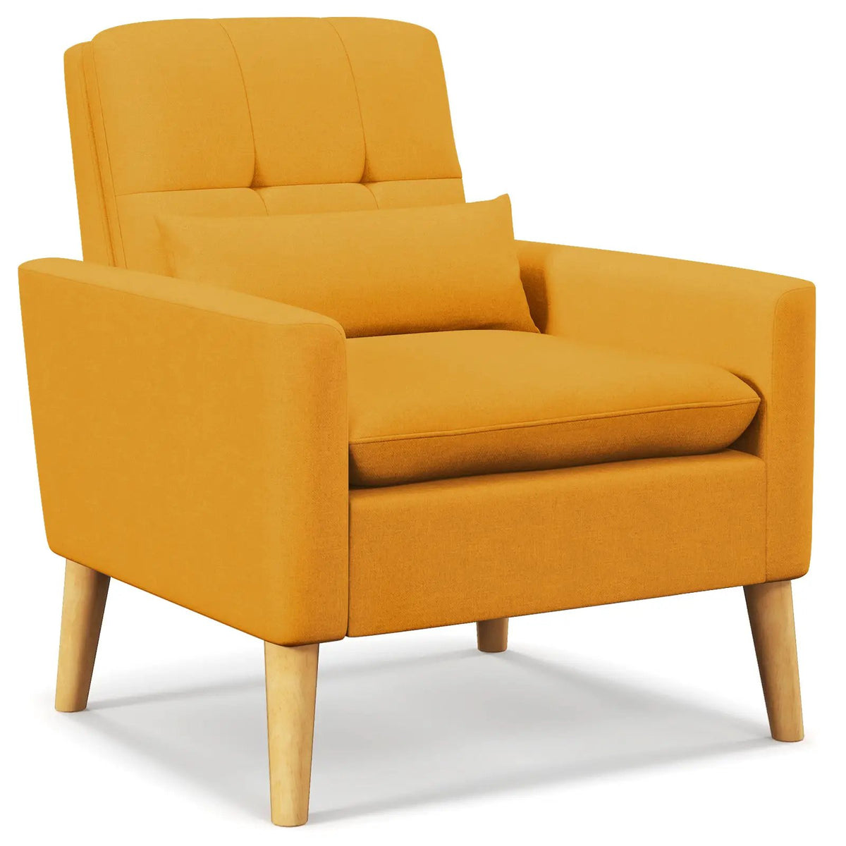 Accent Chair with Lumbar Pillow Natural Rubber Wood Legs Padded Cushions, photo 4 of 10