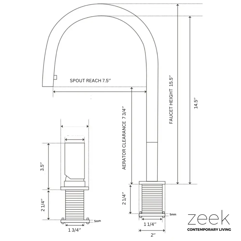 Zeek KF-11GM Gunmetal Pull-Down Kitchen Faucet by ZEEK