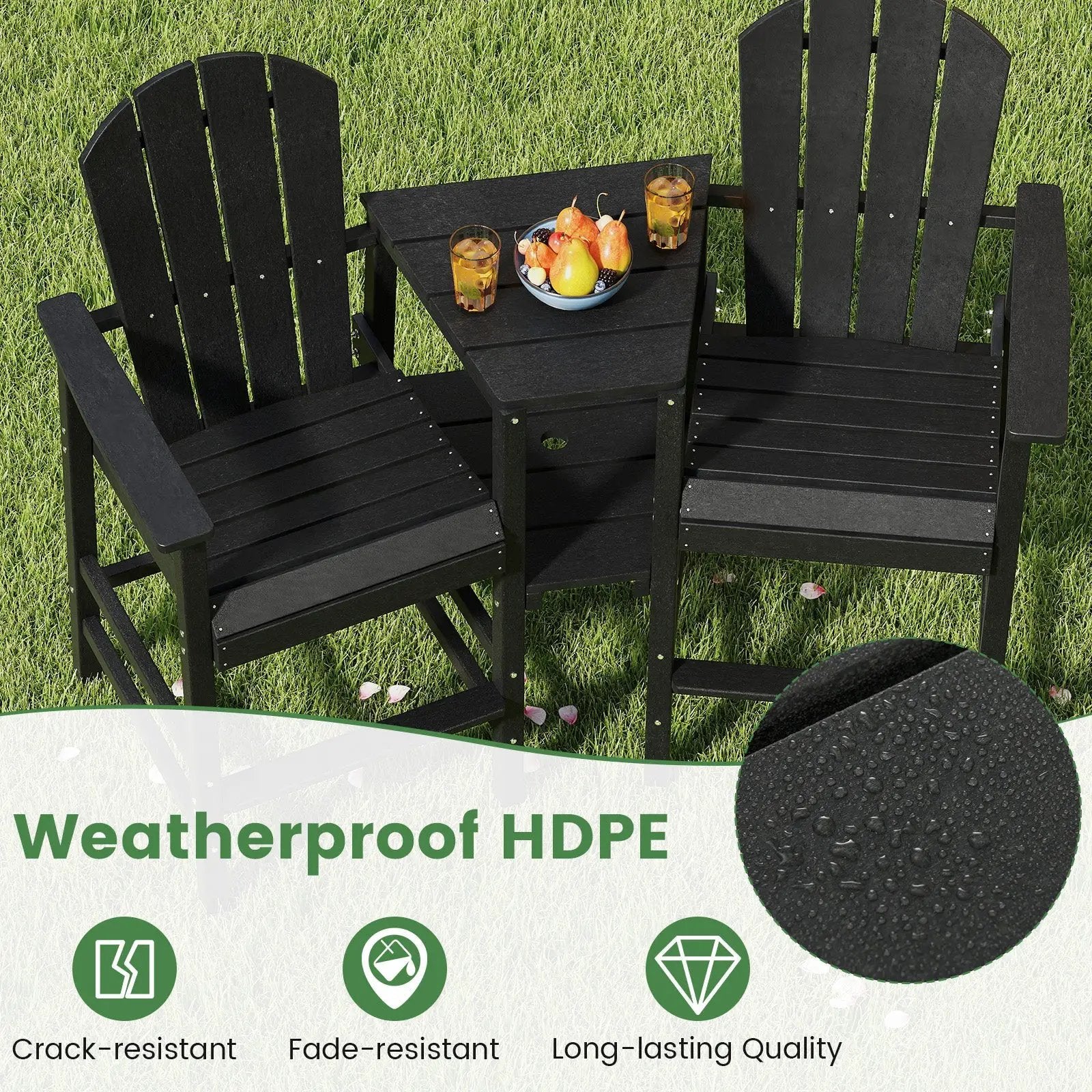 2-Seat Adirondack Chair All-Weather Adirondack Chair with Double Connecting Tray by DirectDeals