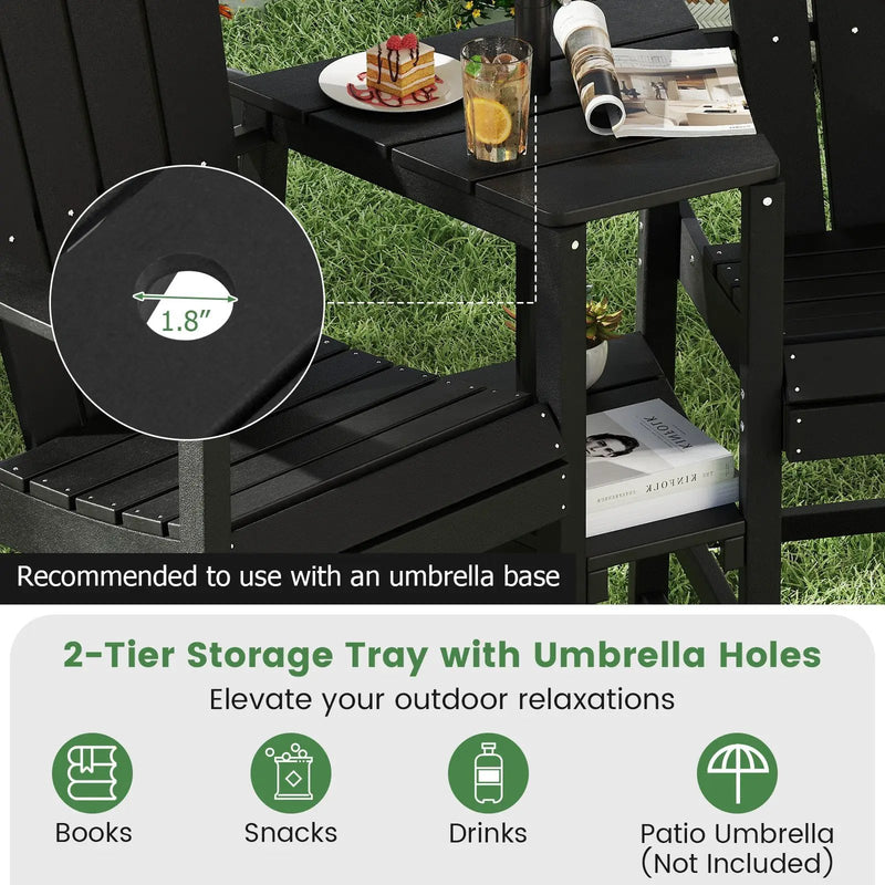 2-Seat Adirondack Chair All-Weather Adirondack Chair with Double Connecting Tray by DirectDeals
