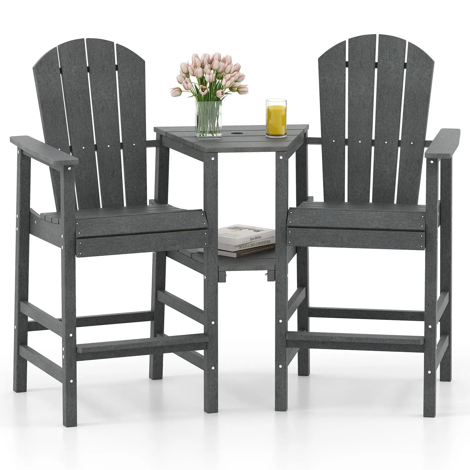 2-Seat Adirondack Chair All-Weather Adirondack Chair with Double Connecting Tray by DirectDeals