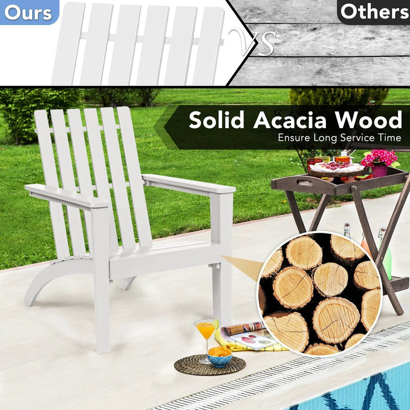 Outdoor Durable Patio Acacia Wood Adirondack Lounge Armchair by DirectDeals