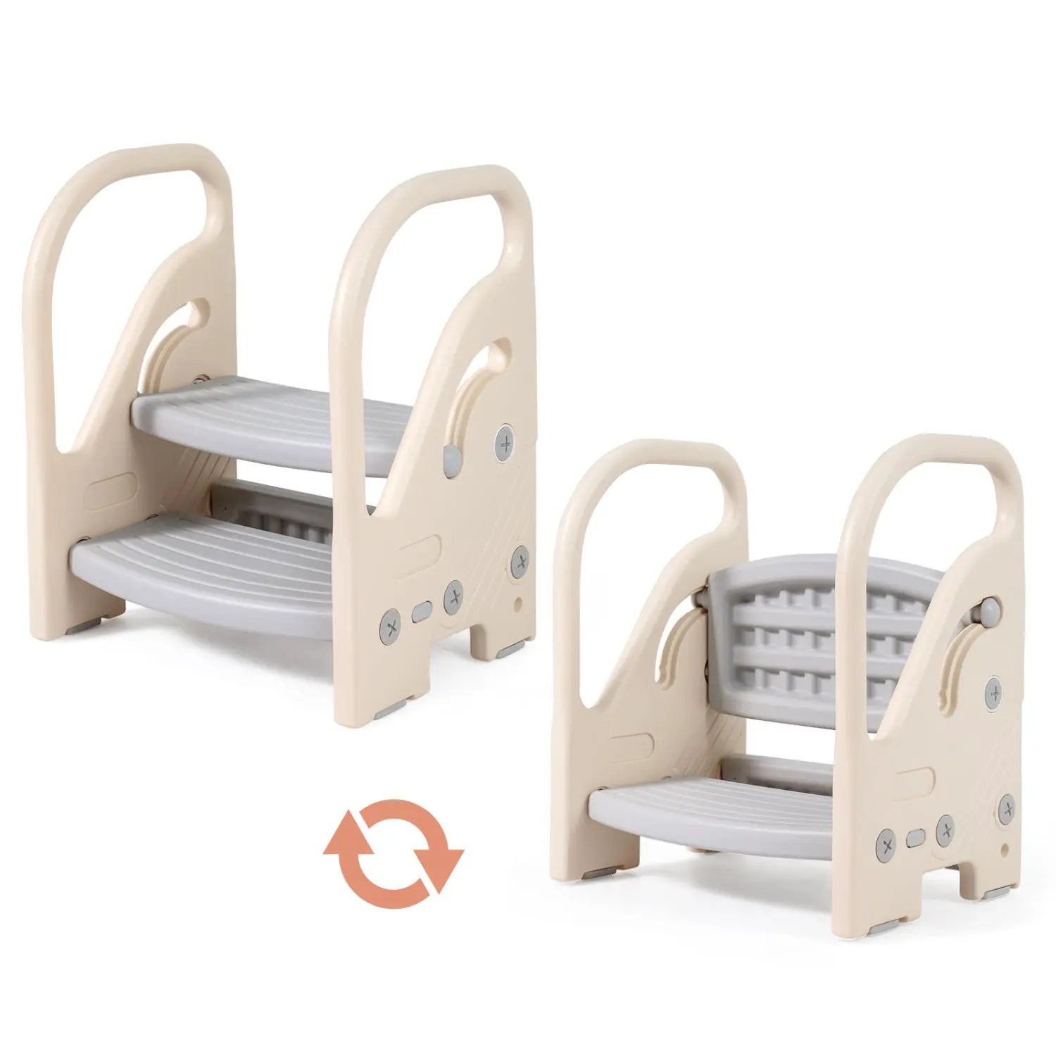 Adjustable 2-Step Kids Helper Stool with Safety Handles and Non-slip Pads for Bedroom by DirectDeals