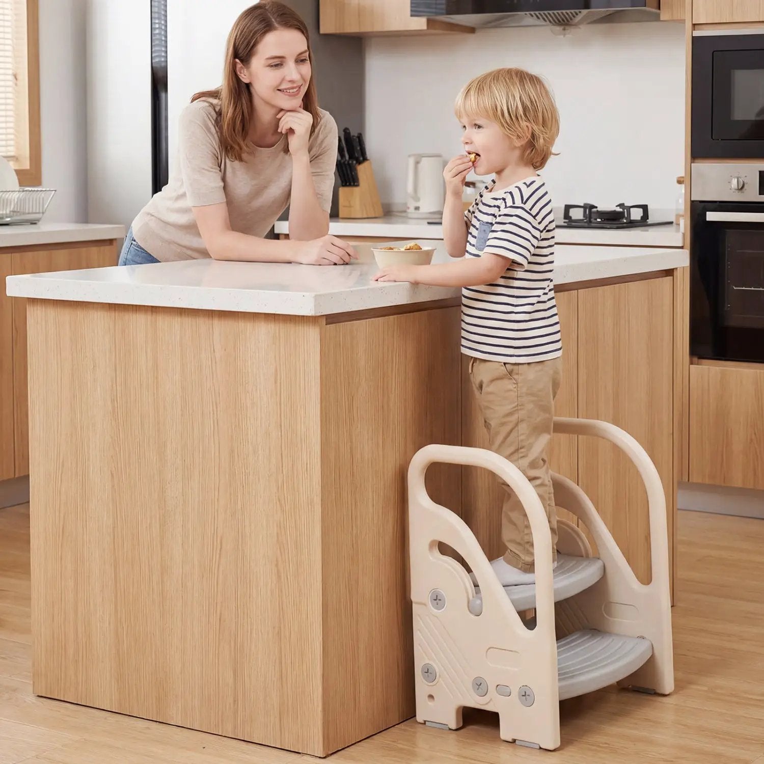 Adjustable 2-Step Kids Helper Stool with Safety Handles and Non-slip Pads for Bedroom by DirectDeals