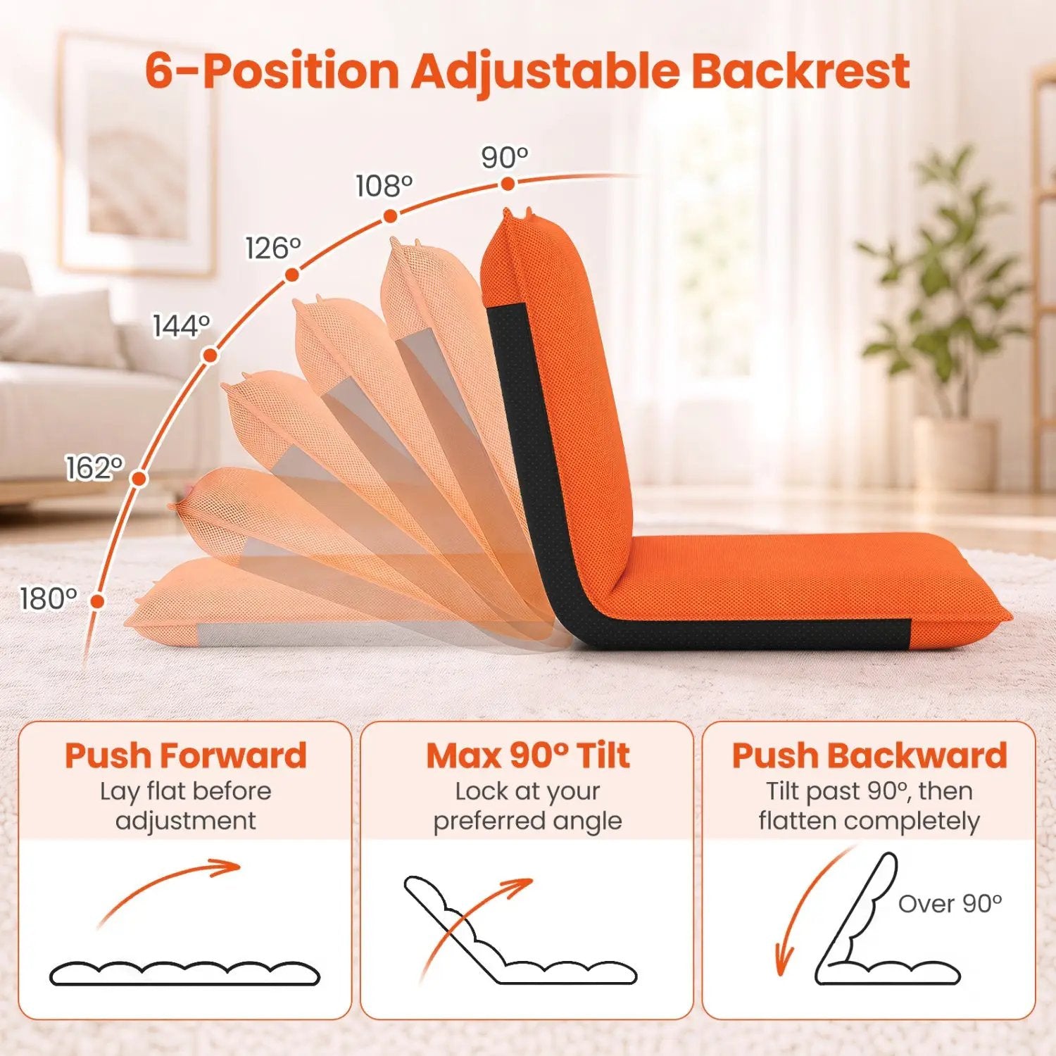 Adjustable Floor Chair with 6 Reclining Positions by DirectDeals