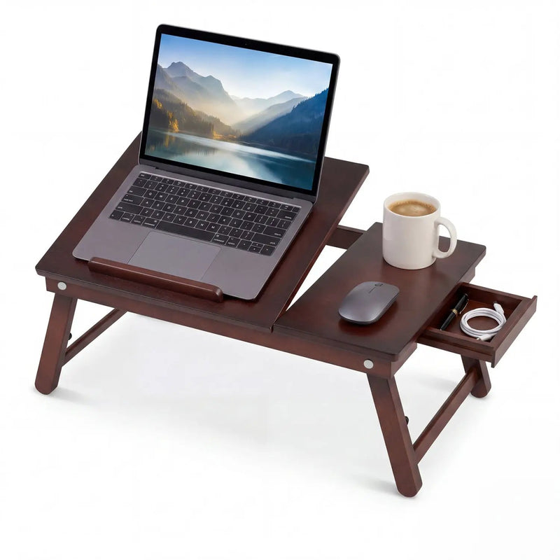 Adjustable Bamboo Laptop Desk with Tilting Top by DirectDeals