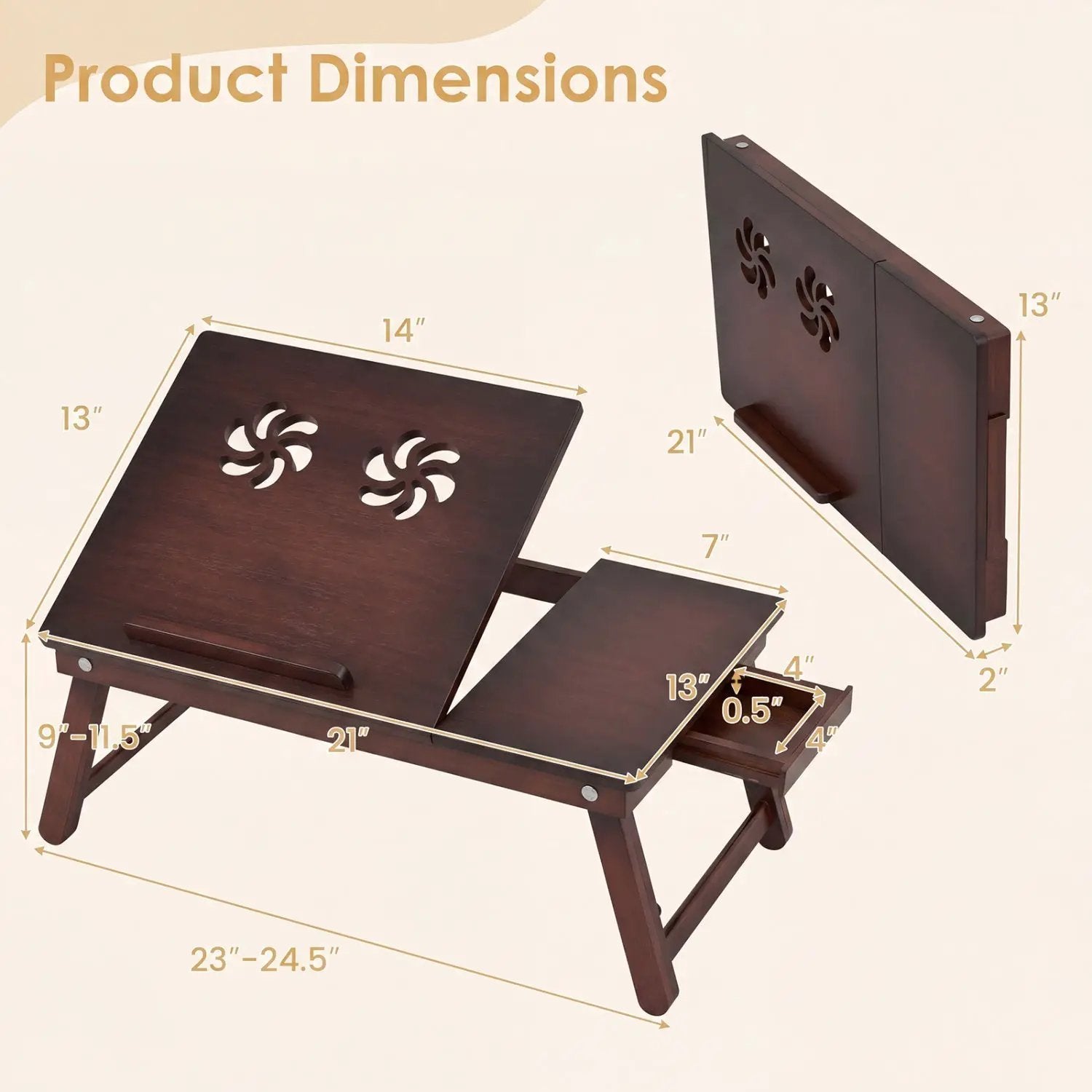 Adjustable Bamboo Laptop Desk with Tilting Top by DirectDeals