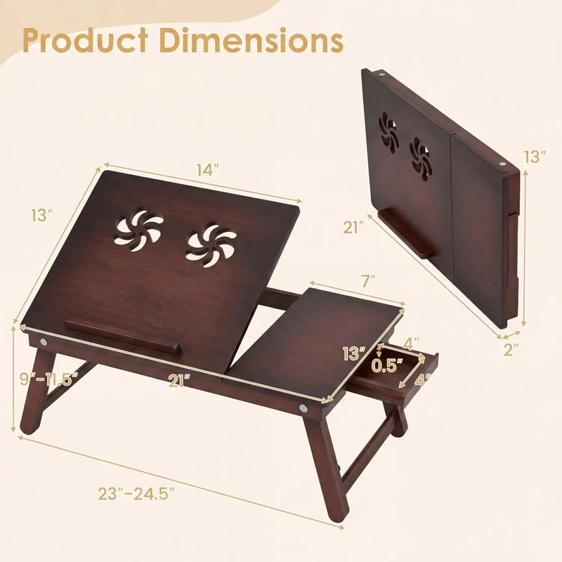 Adjustable Bamboo Laptop Desk with Tilting Top by DirectDeals