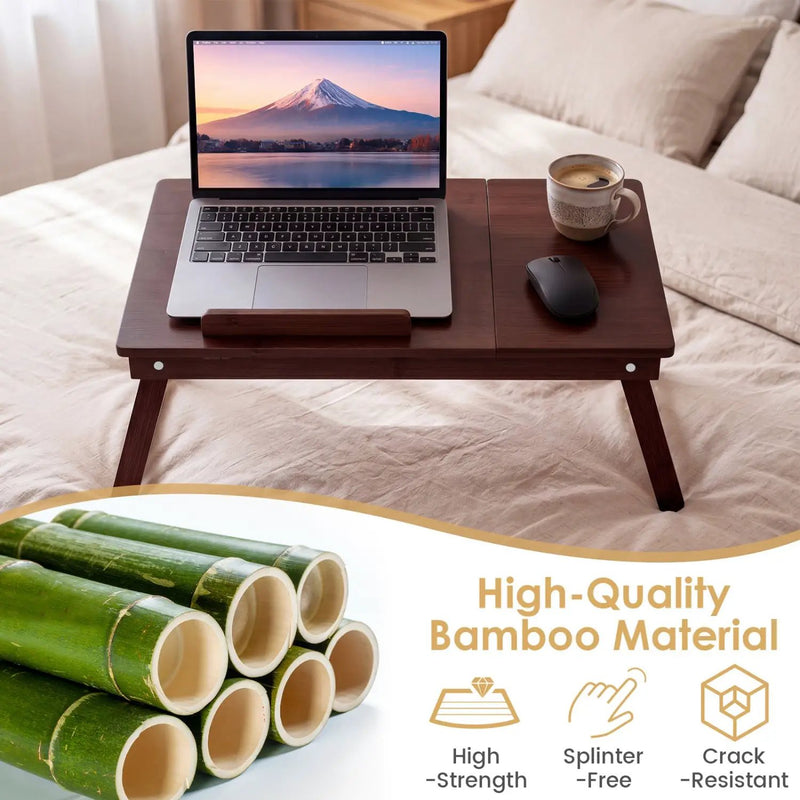 Adjustable Bamboo Laptop Desk with Tilting Top by DirectDeals