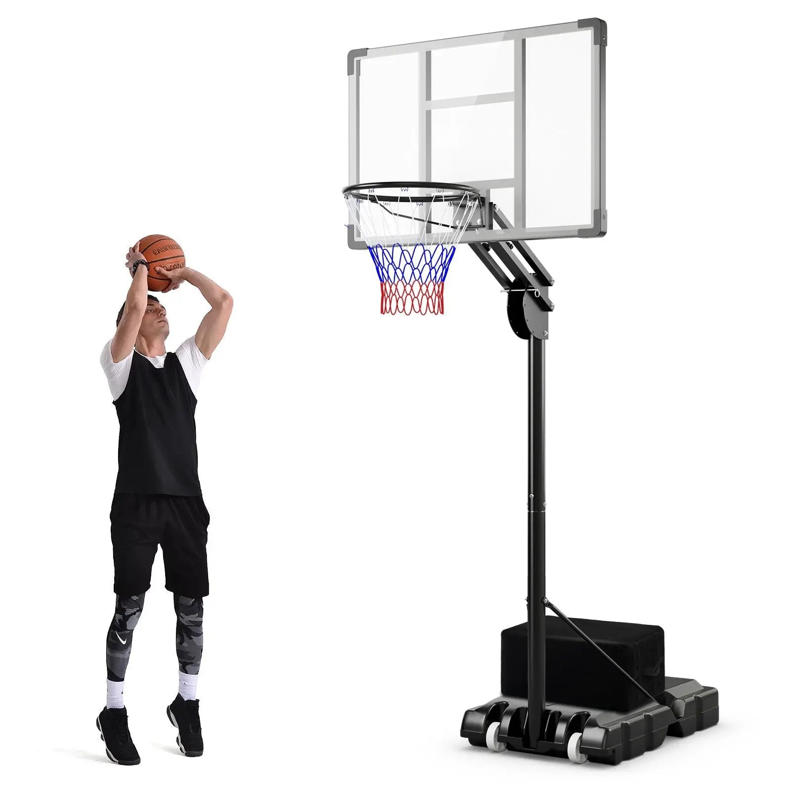 4.9-10 Feet Adjustable Basketball Hoop with Shatterproof Backboard by DirectDeals