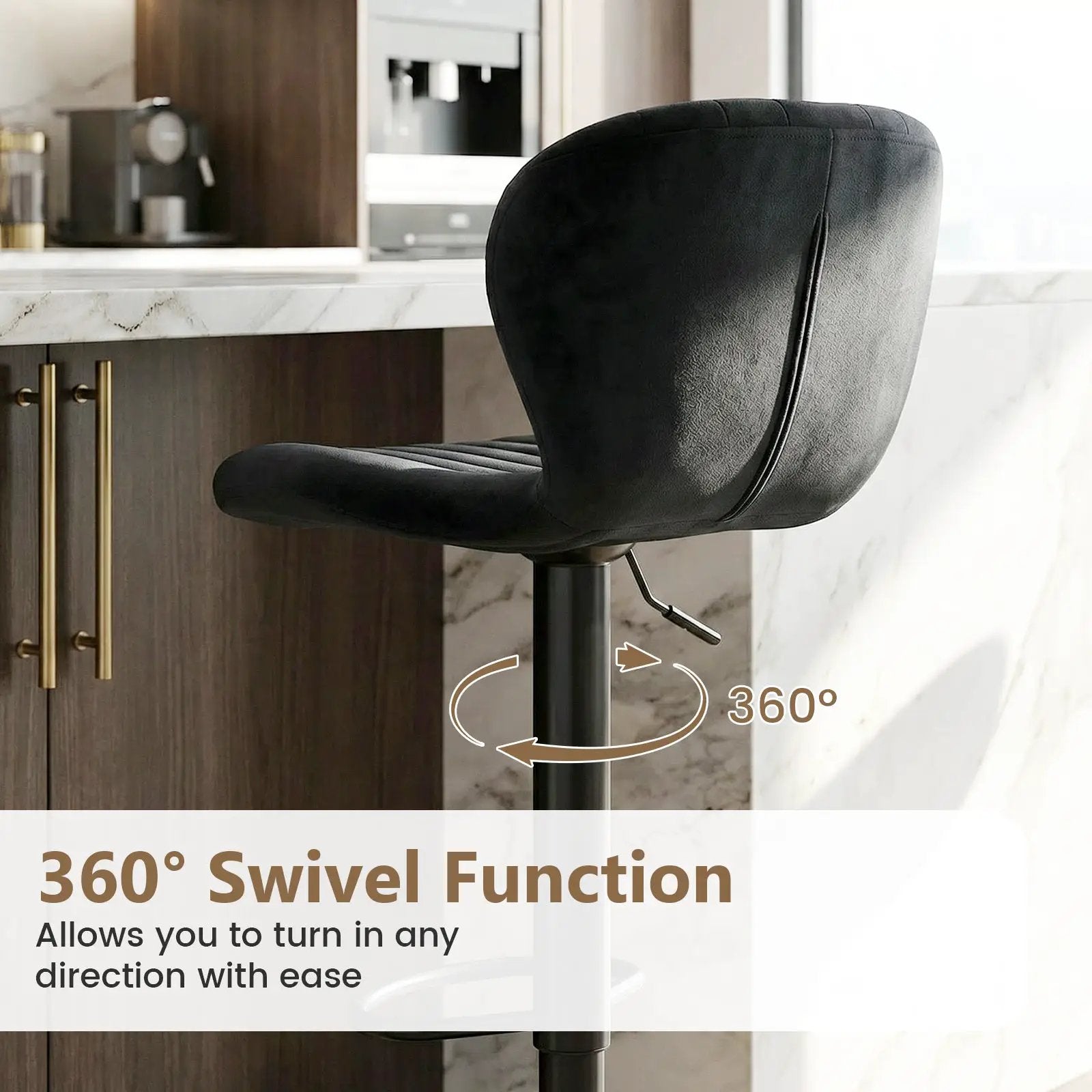 Adjustable Counter Height Chairs Set of 2 with Velvet Upholstered Backrests by DirectDeals