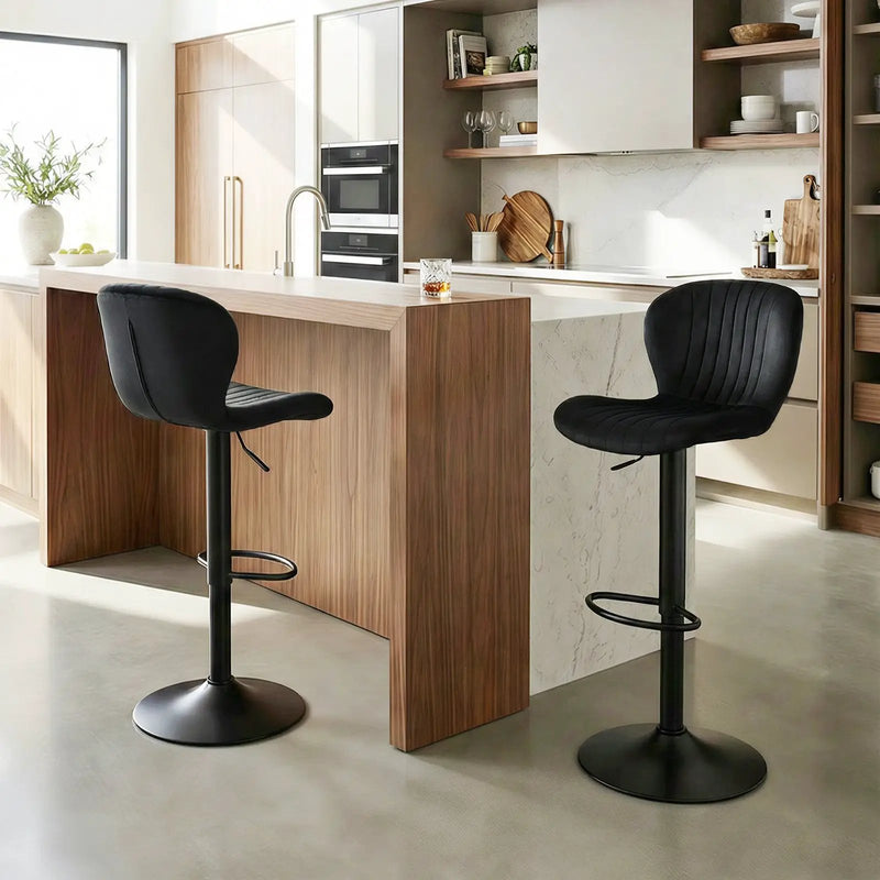 Adjustable Counter Height Chairs Set of 2 with Velvet Upholstered Backrests by DirectDeals