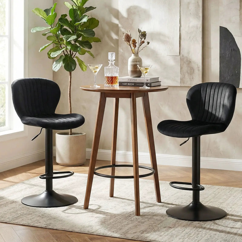 Adjustable Counter Height Chairs Set of 2 with Velvet Upholstered Backrests by DirectDeals
