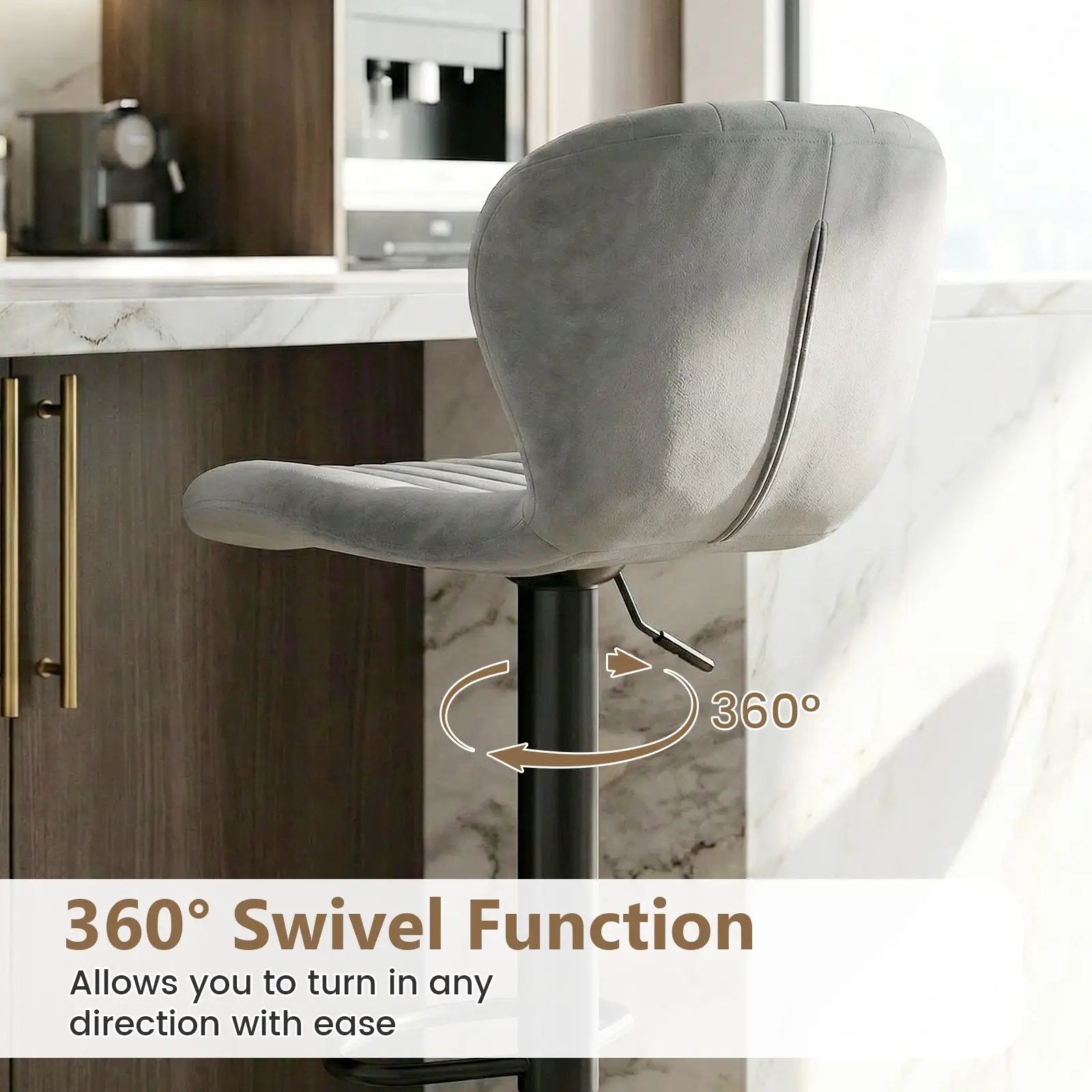Adjustable Counter Height Chairs Set of 2 with Velvet Upholstered Backrests by DirectDeals
