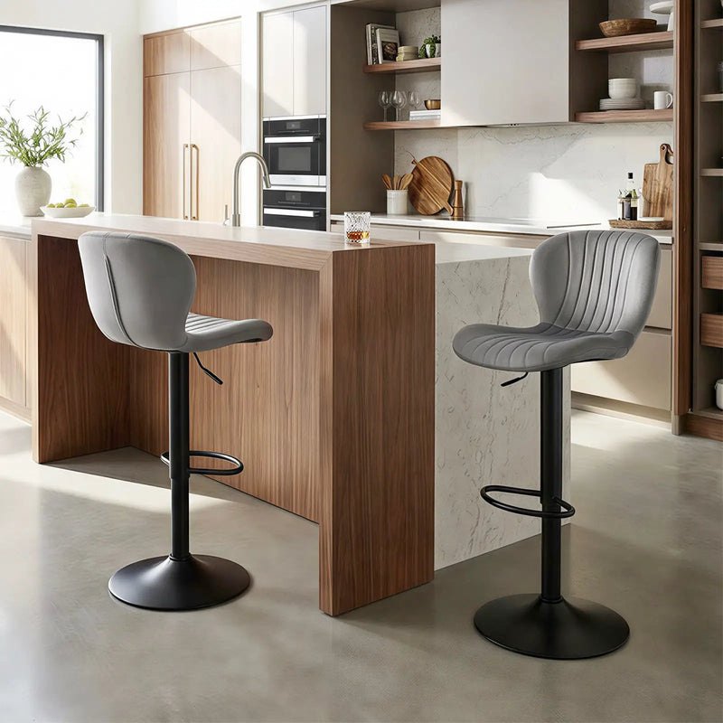 Adjustable Counter Height Chairs Set of 2 with Velvet Upholstered Backrests by DirectDeals