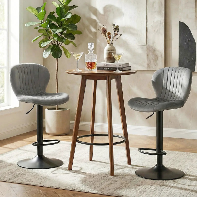 Adjustable Counter Height Chairs Set of 2 with Velvet Upholstered Backrests by DirectDeals