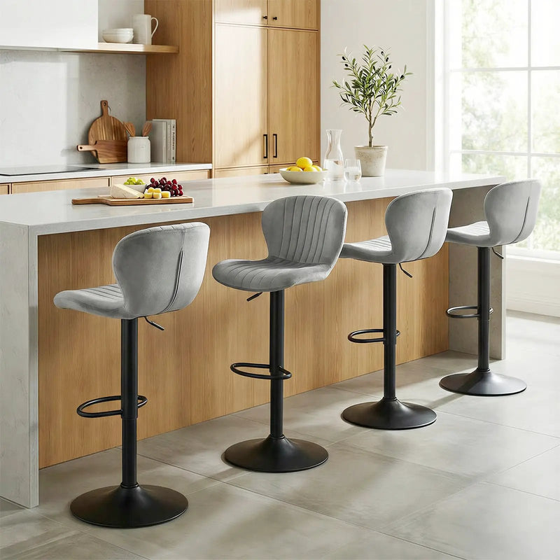Adjustable Counter Height Chairs Set of 2 with Velvet Upholstered Backrests by DirectDeals