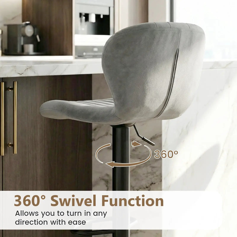 Adjustable Counter Height Chairs Set of 4 with Velvet Upholstered Backrests by DirectDeals