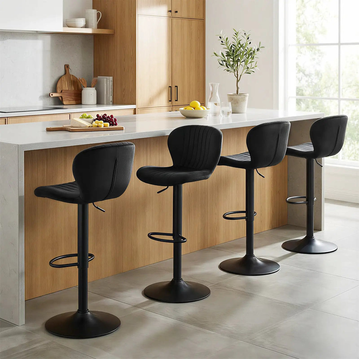 Adjustable Counter Height Chairs Set of 4 with Velvet Upholstered Backrests, photo 15 of 16