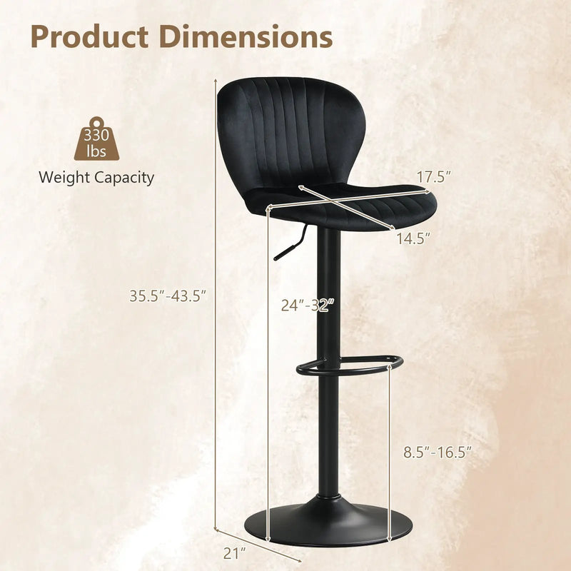 Adjustable Counter Height Chairs Set of 4 with Velvet Upholstered Backrests by DirectDeals