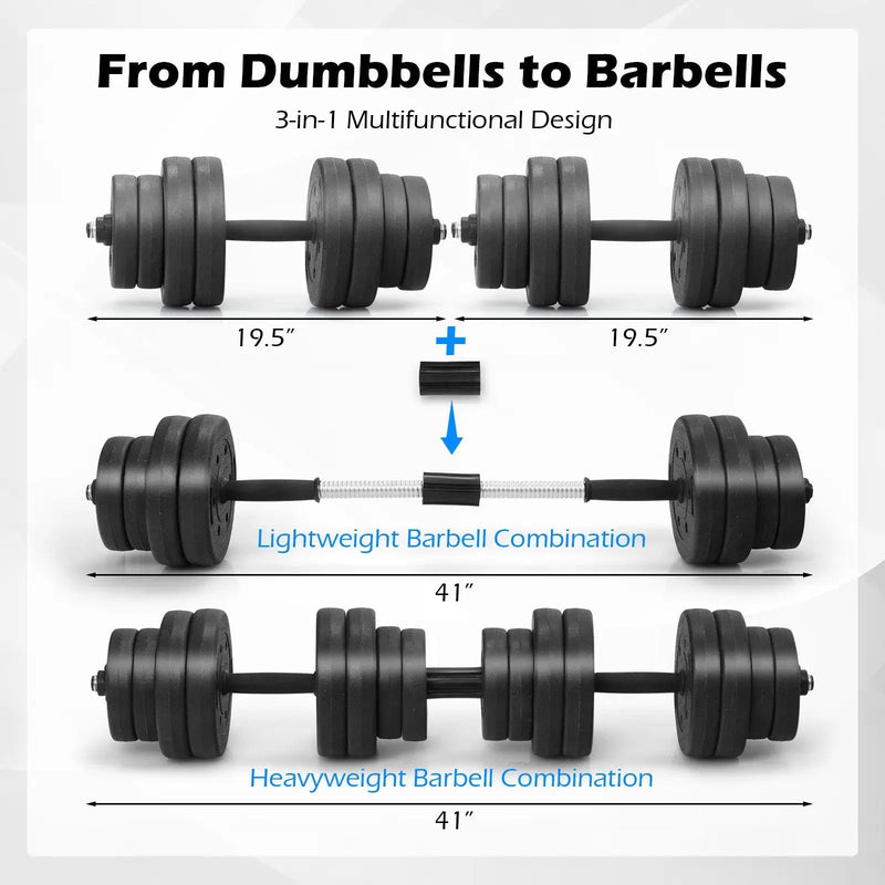 Adjustable Dumbbells 66 LBS Free Weights with Connectors for Home Gym Fitness Workout by DirectDeals