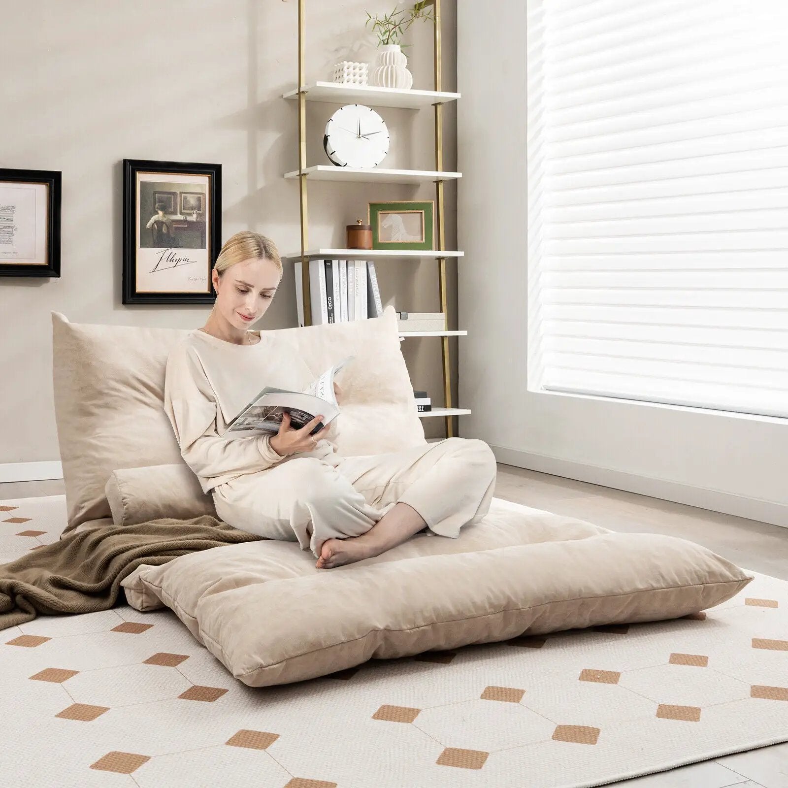 Adjustable Floor Sofa Bed with 2 Lumbar Pillows by DirectDeals
