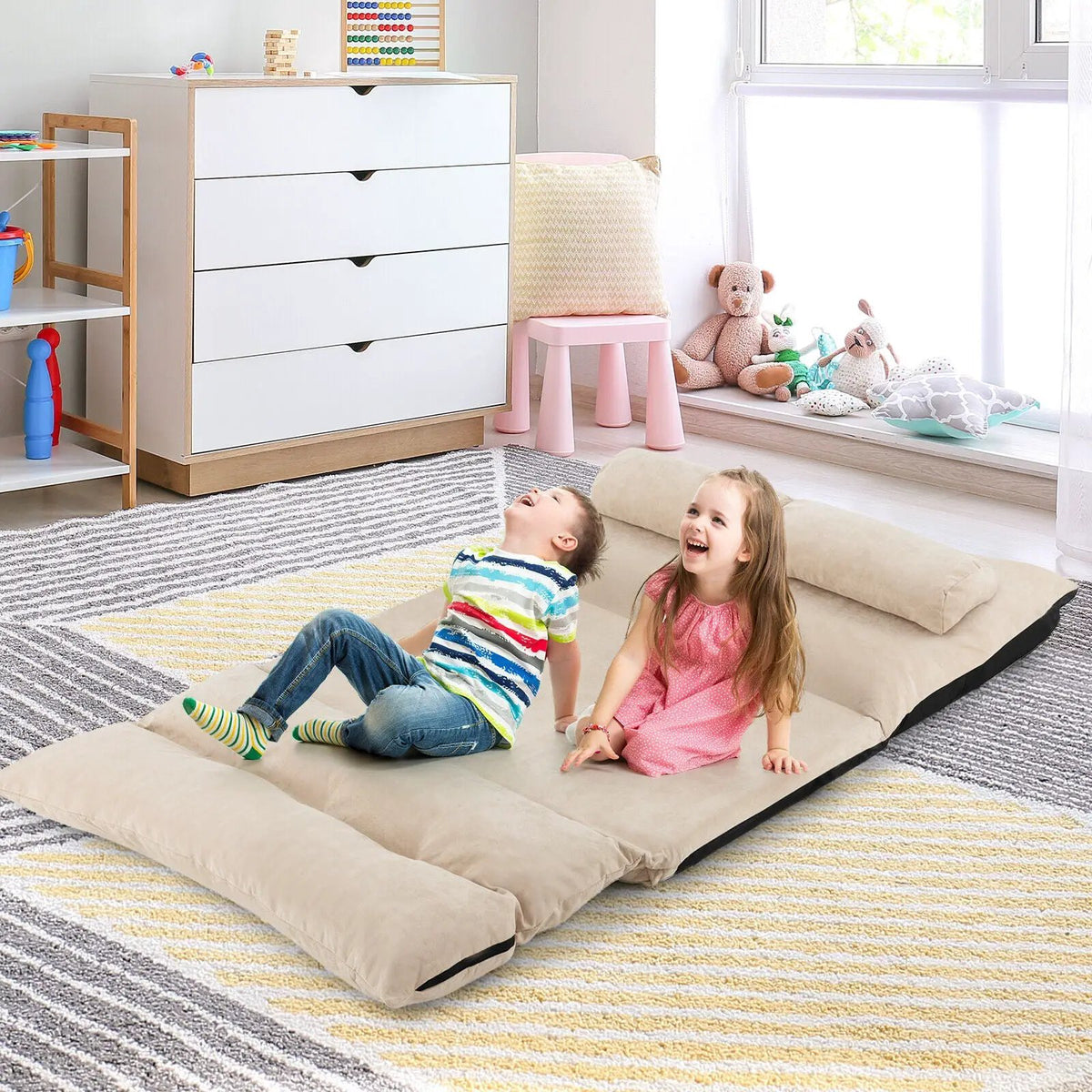 Adjustable Floor Sofa Bed with 2 Lumbar Pillows, photo 6 of 16