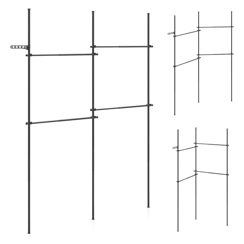Floor to Ceiling Clothes Rack with 4 Adjustable Hanging Rods by DirectDeals
