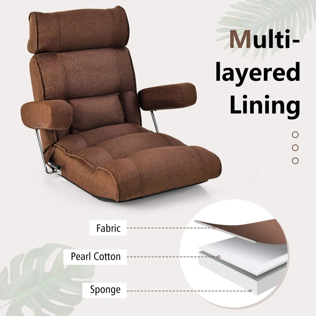 Adjustable Folding Sofa Chair with 6 Position Stepless Back, photo 7 of 10
