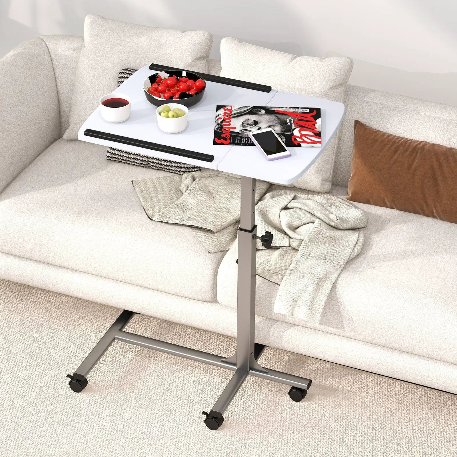 Adjustable Angle Height Rolling Laptop Table by DirectDeals