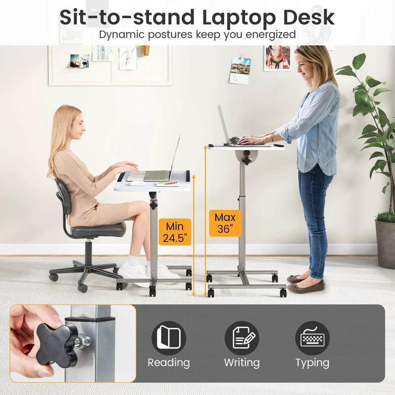 Adjustable Angle Height Rolling Laptop Table by DirectDeals