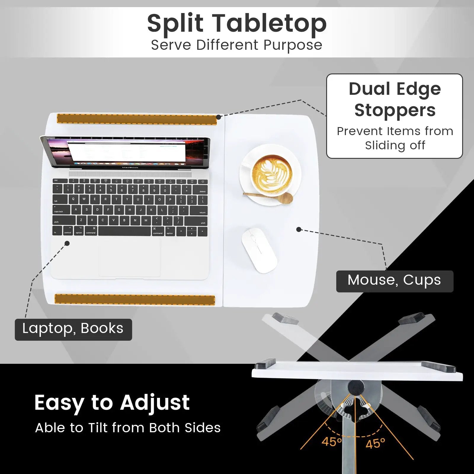 Adjustable Angle Height Rolling Laptop Table by DirectDeals