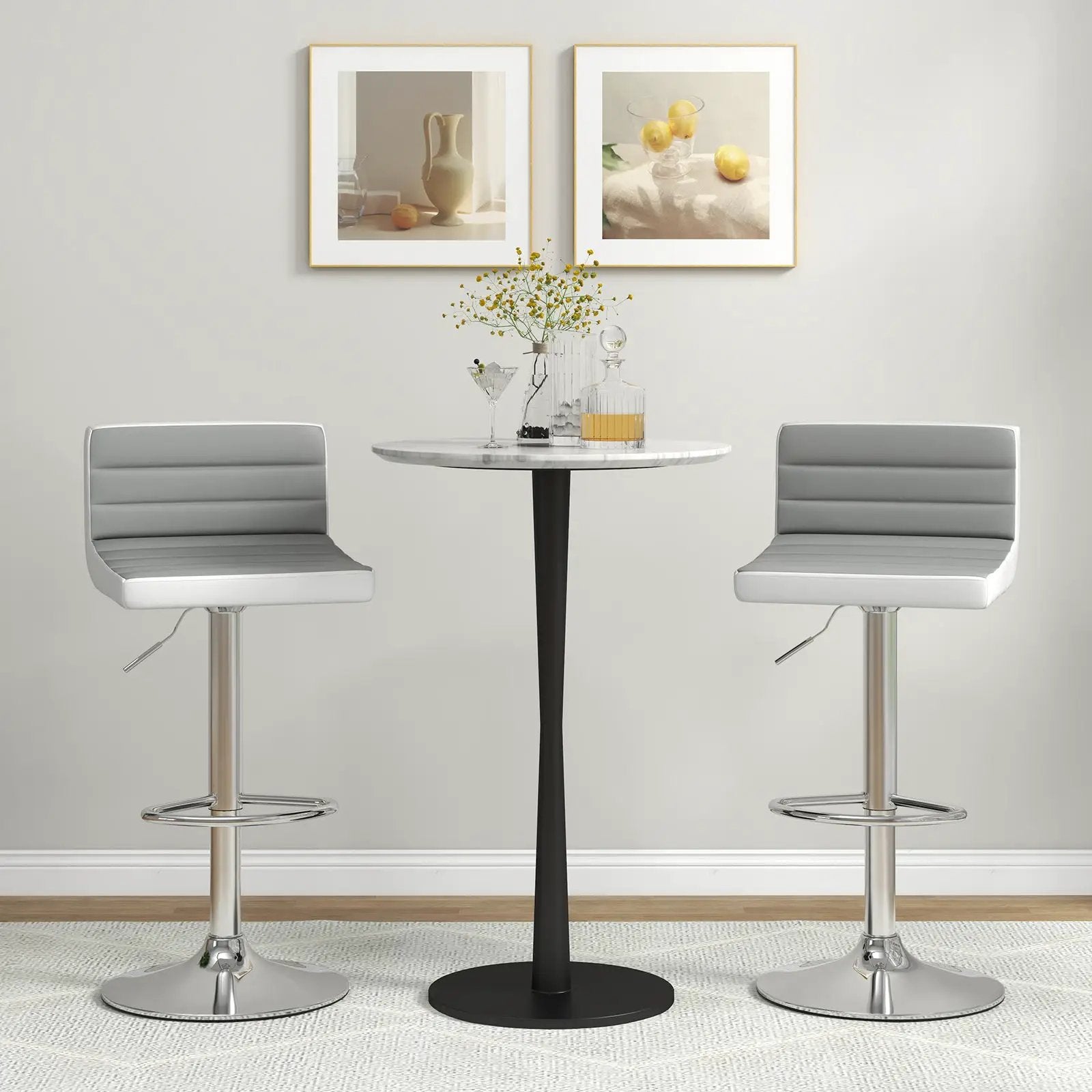 Set of 2 Adjustable Heights Barstool with PU Leather by DirectDeals