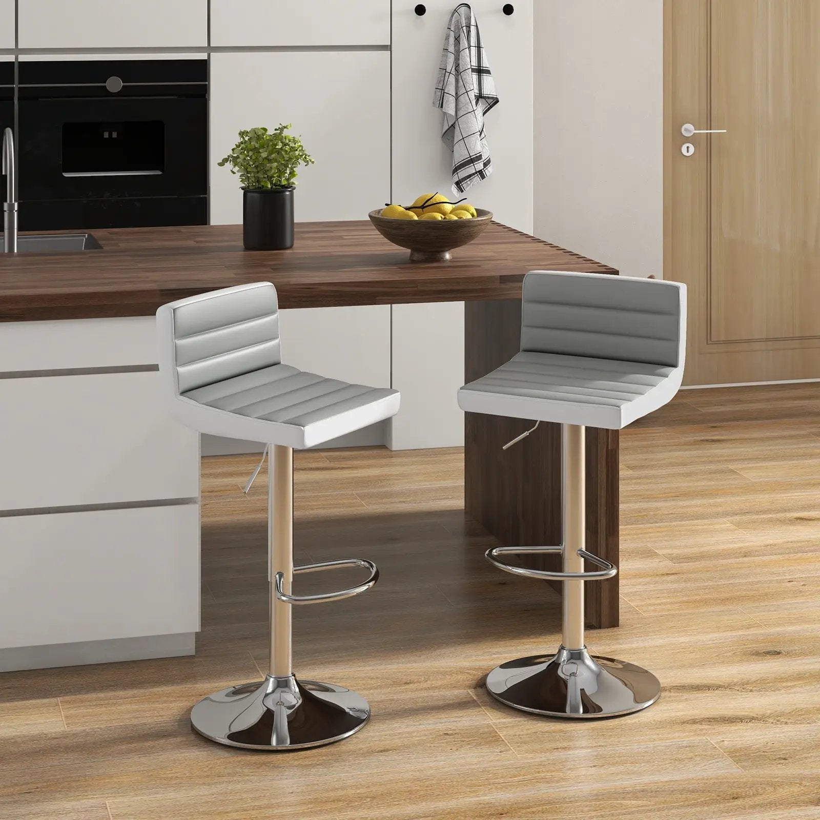 Set of 2 Adjustable Heights Barstool with PU Leather by DirectDeals