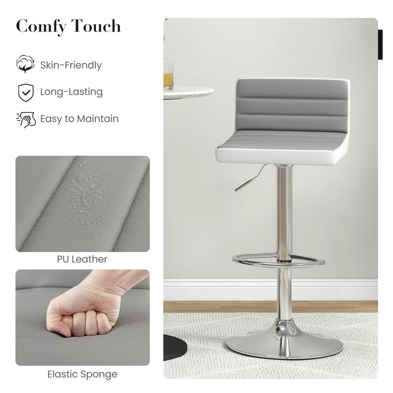 Set of 2 Adjustable Heights Barstool with PU Leather by DirectDeals