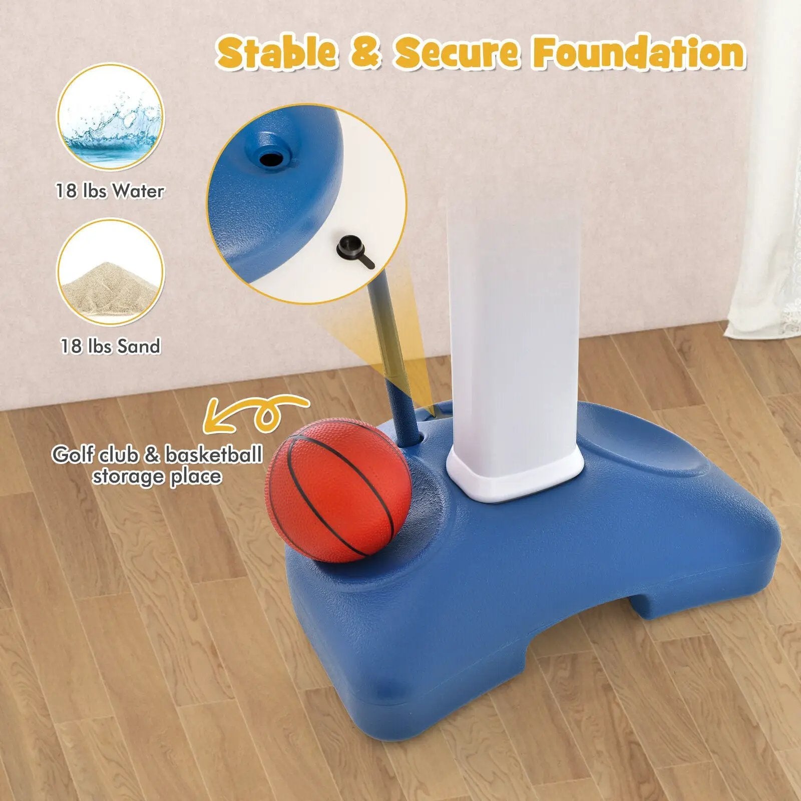 4-In-1 Adjustable Kids Basketball Hoop with Ring Toss Sticky Ball by DirectDeals