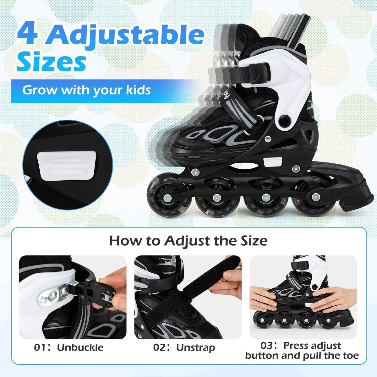 Adjustable Kids' Incline Skates for Boys Girls Ages 5-14, photo 20 of 24