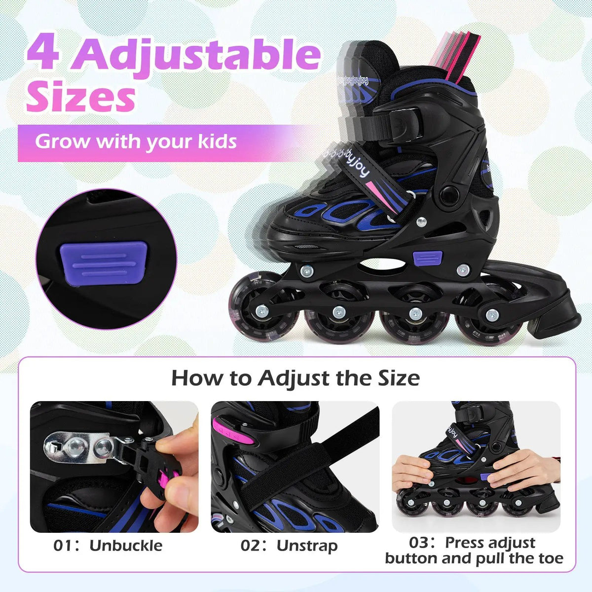 Adjustable Kids' Incline Skates for Boys Girls Ages 5-14, photo 19 of 24